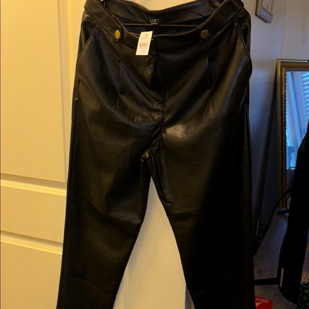 LOFT Black Faux Leather Pants